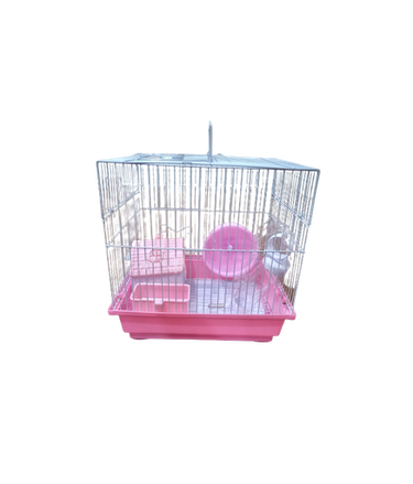Dayang Hamster Cage 30 x 23 x 31cm - Pink Body & White Grill
